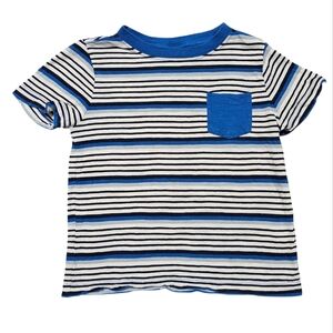 Hanna Andersson Pocket Tee Black Blue Striped 100 3/4y